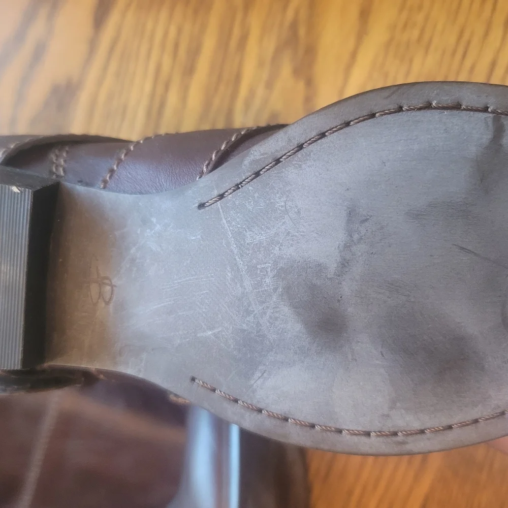 B Makowsky Genuine Leather Brown Buckle Tall Boots Shoes Size 8